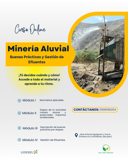 Minería Aluvial: Buenas prácticas y gestión de efluentes 